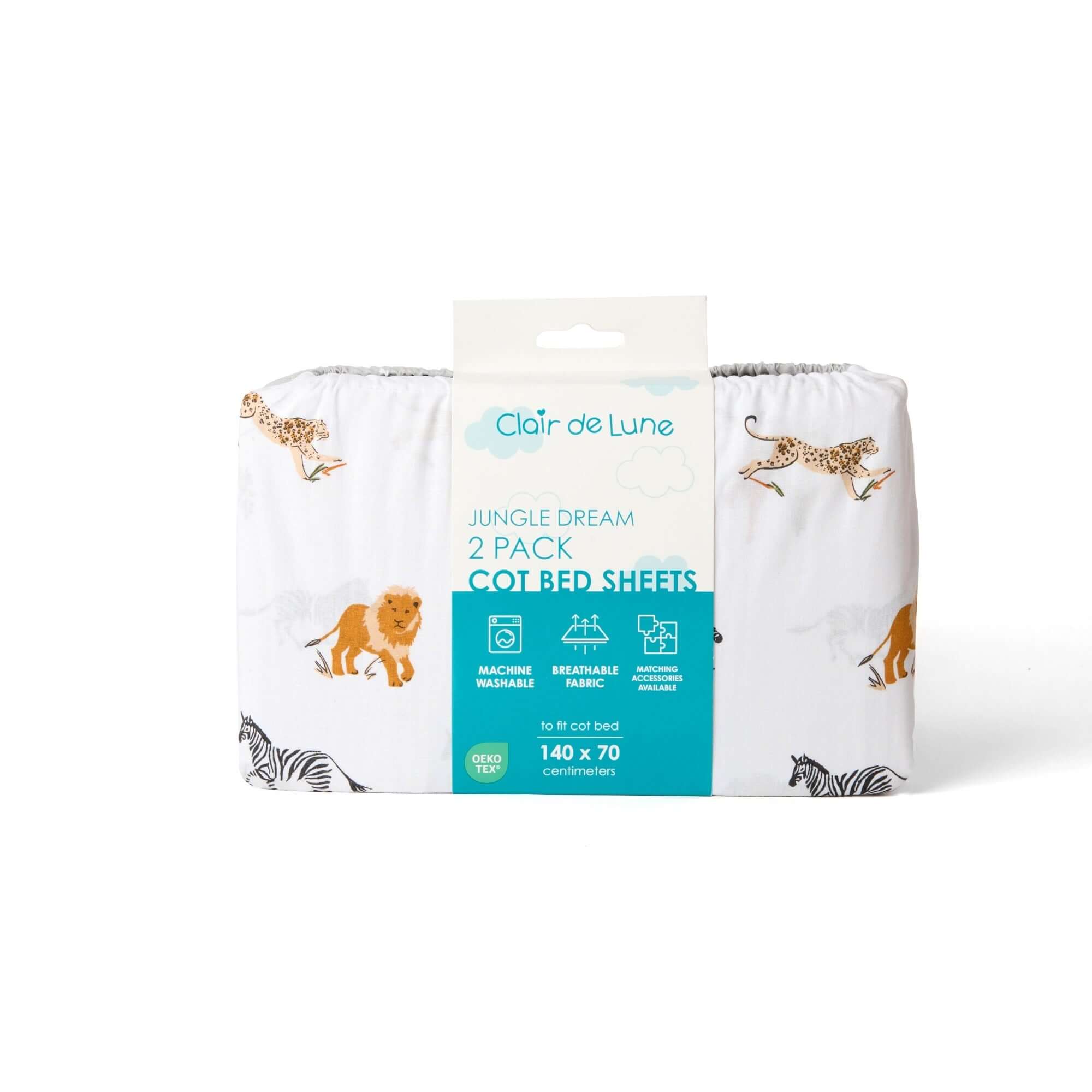 2 Pack Fitted Jungle Dream Cot Bed Sheets - 140 x 70 cm - Image 2