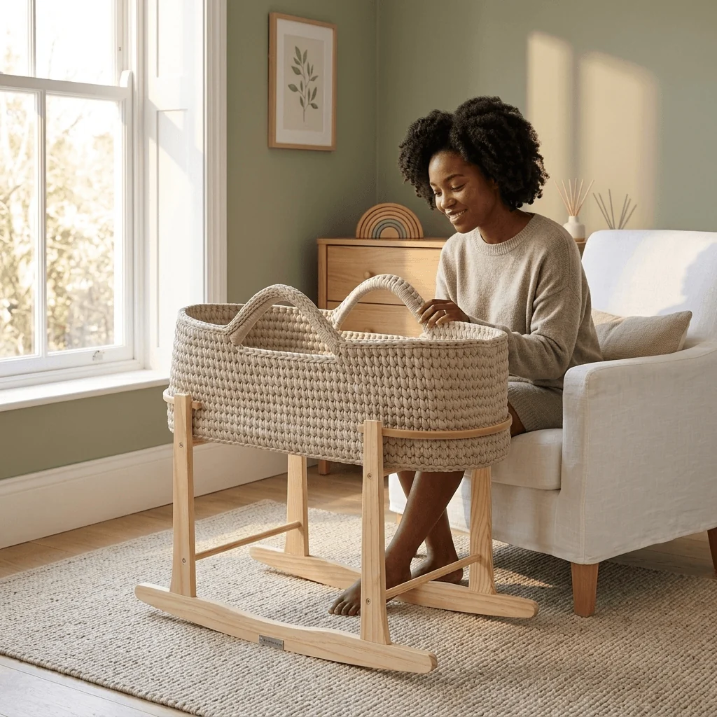 Crochet Moses Basket With Stand - Image 9