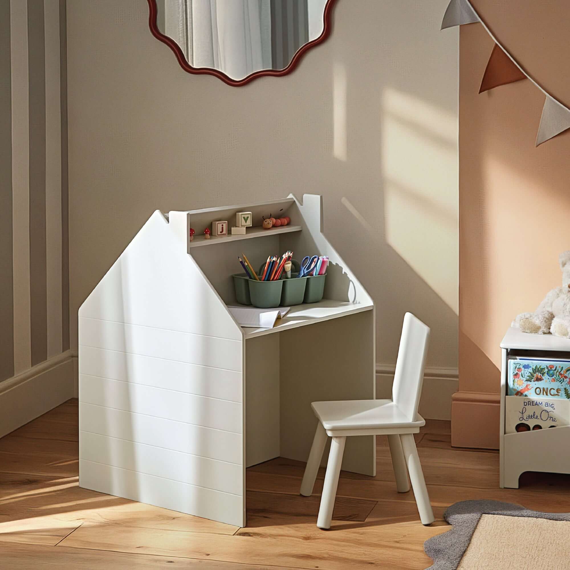 CuddleCo Play House Storage Desk with Easel and Chair
