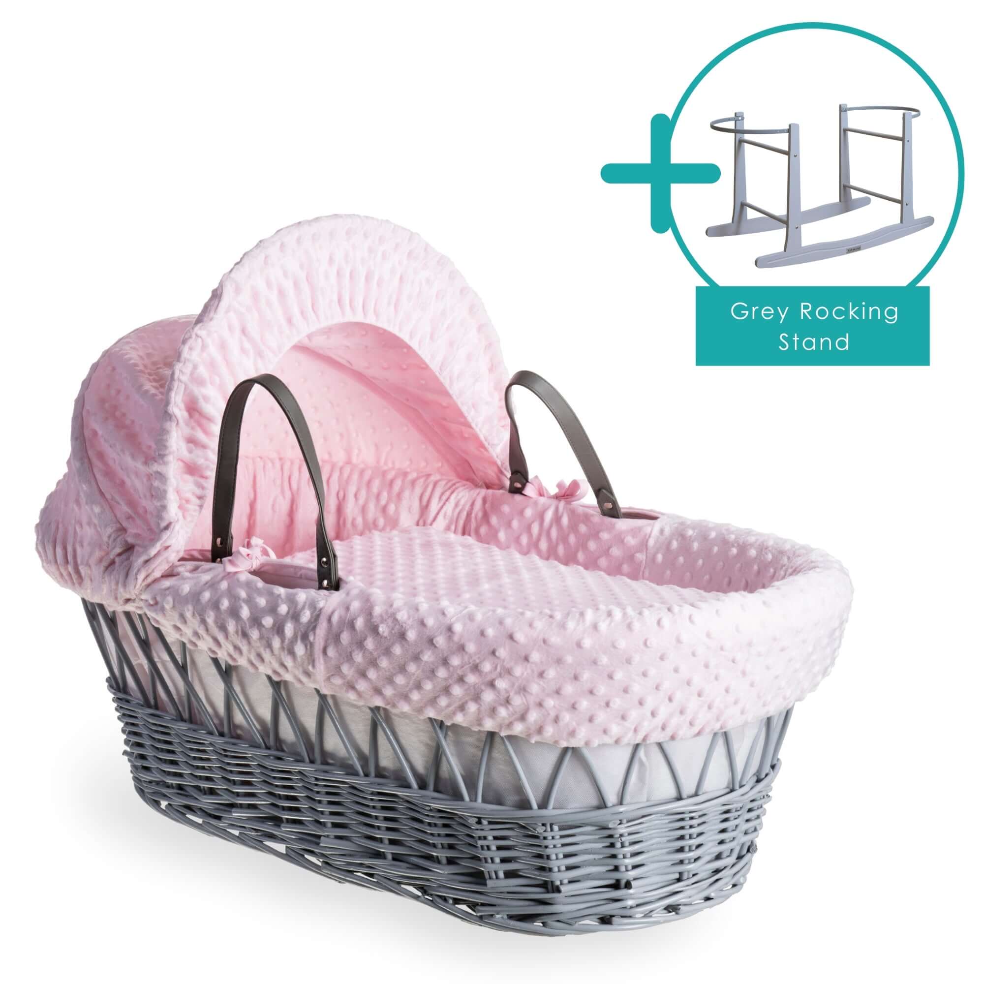 Dimple Grey Wicker Moses Basket - Image 20