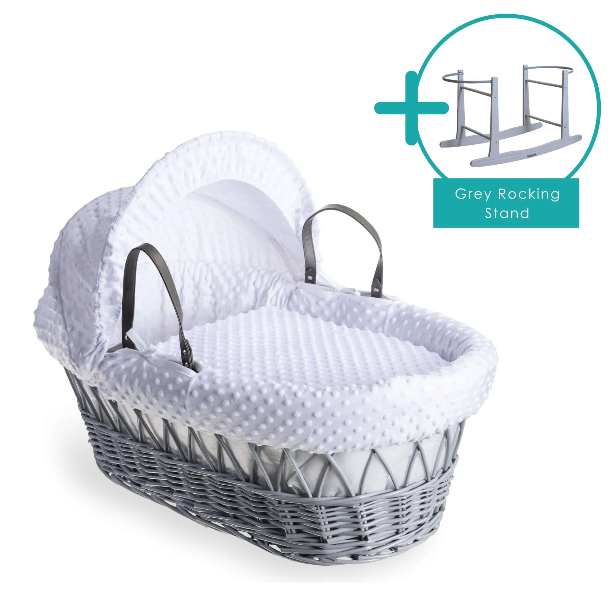 Dimple Grey Wicker Moses Basket - Image 6