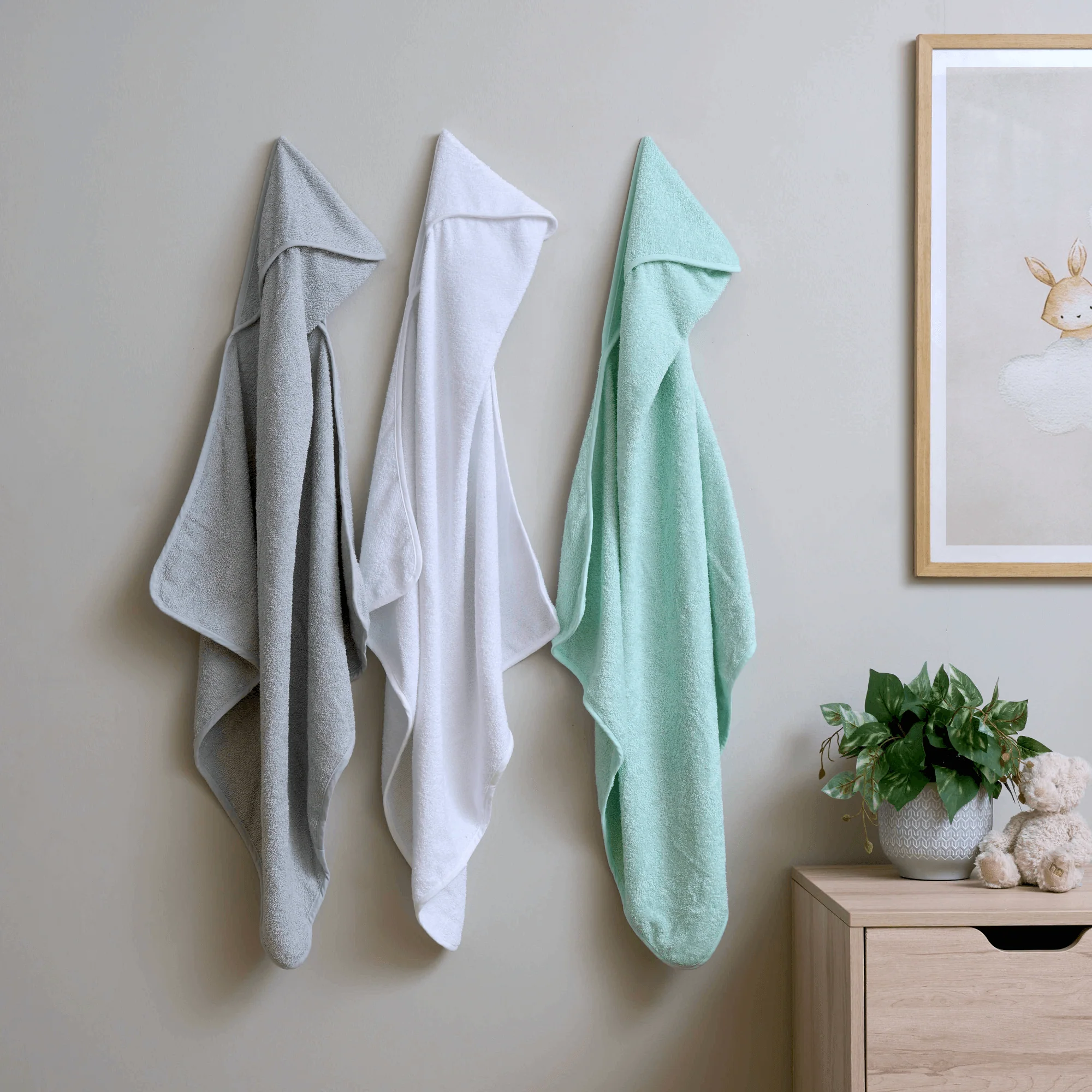East Coast 3 Pack Baby Hooded Towels