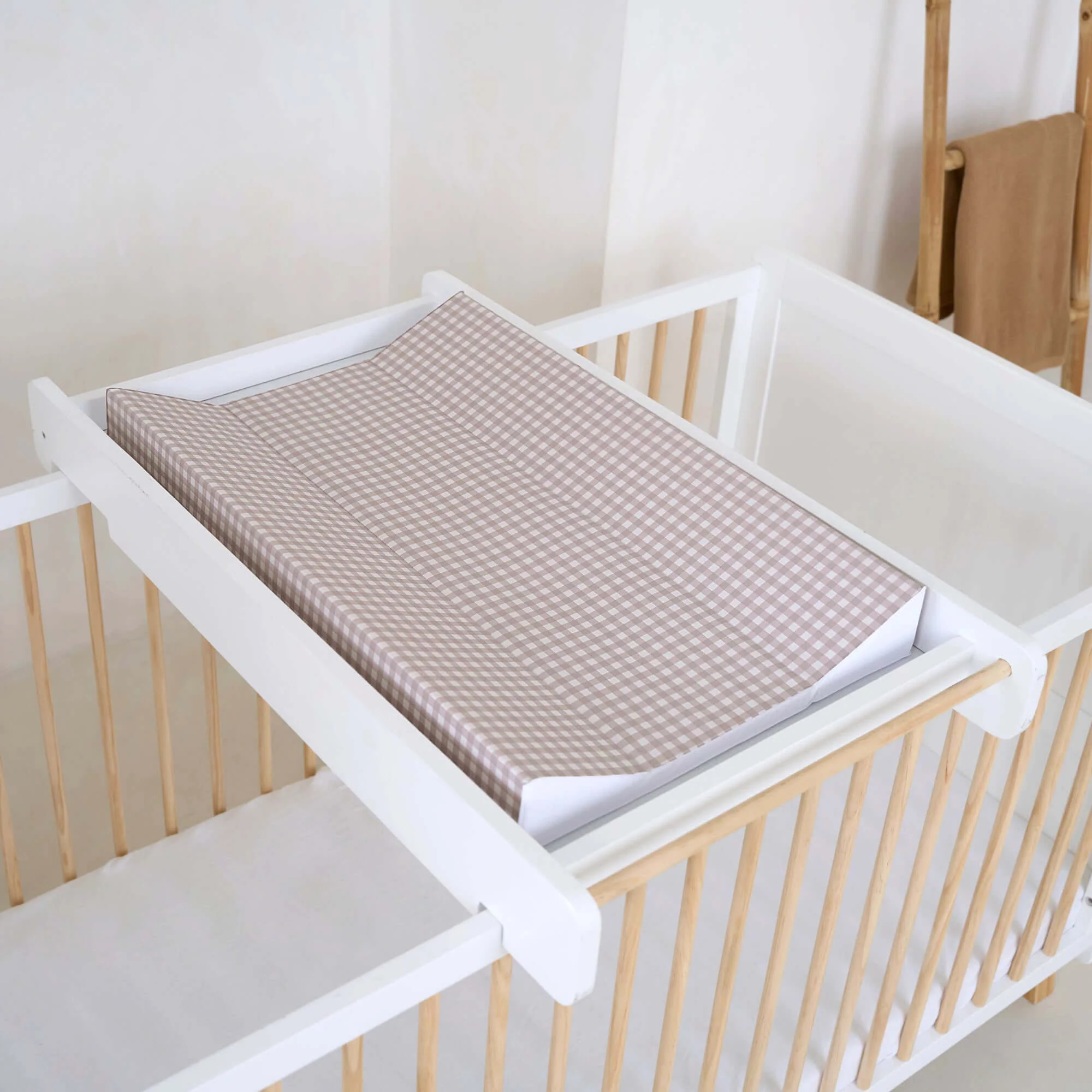Gingham Anti-Roll Wedge Baby Changing Mat