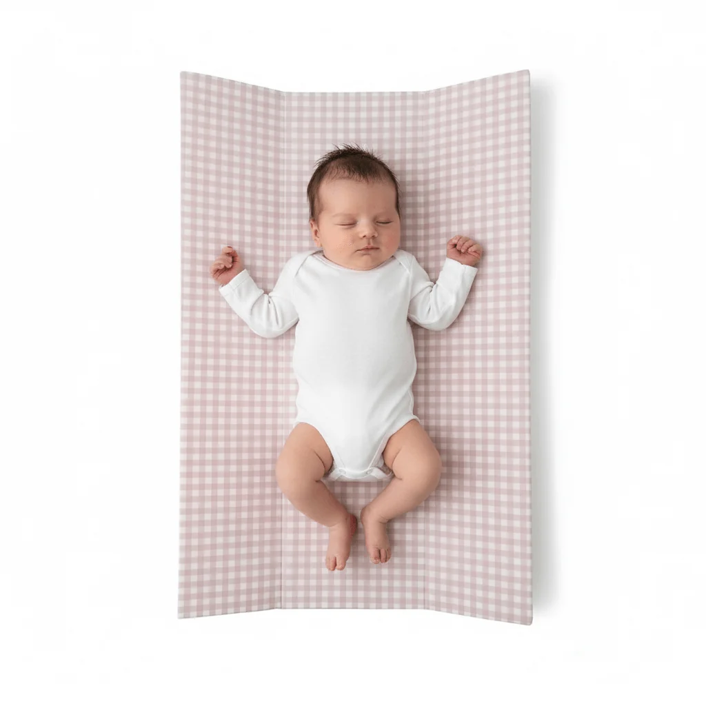 Gingham Anti-Roll Wedge Baby Changing Mat - Image 2