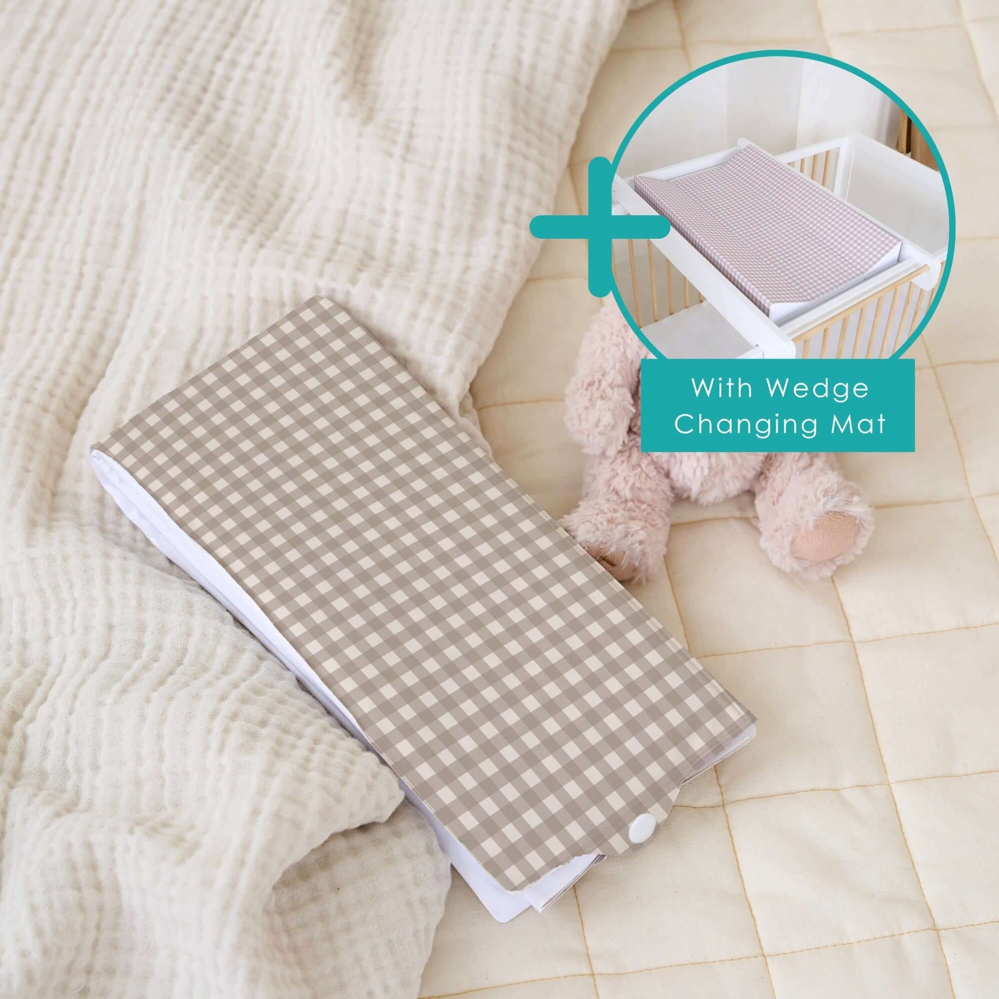 Gingham Anti-Roll Wedge Baby Changing Mat - Image 9