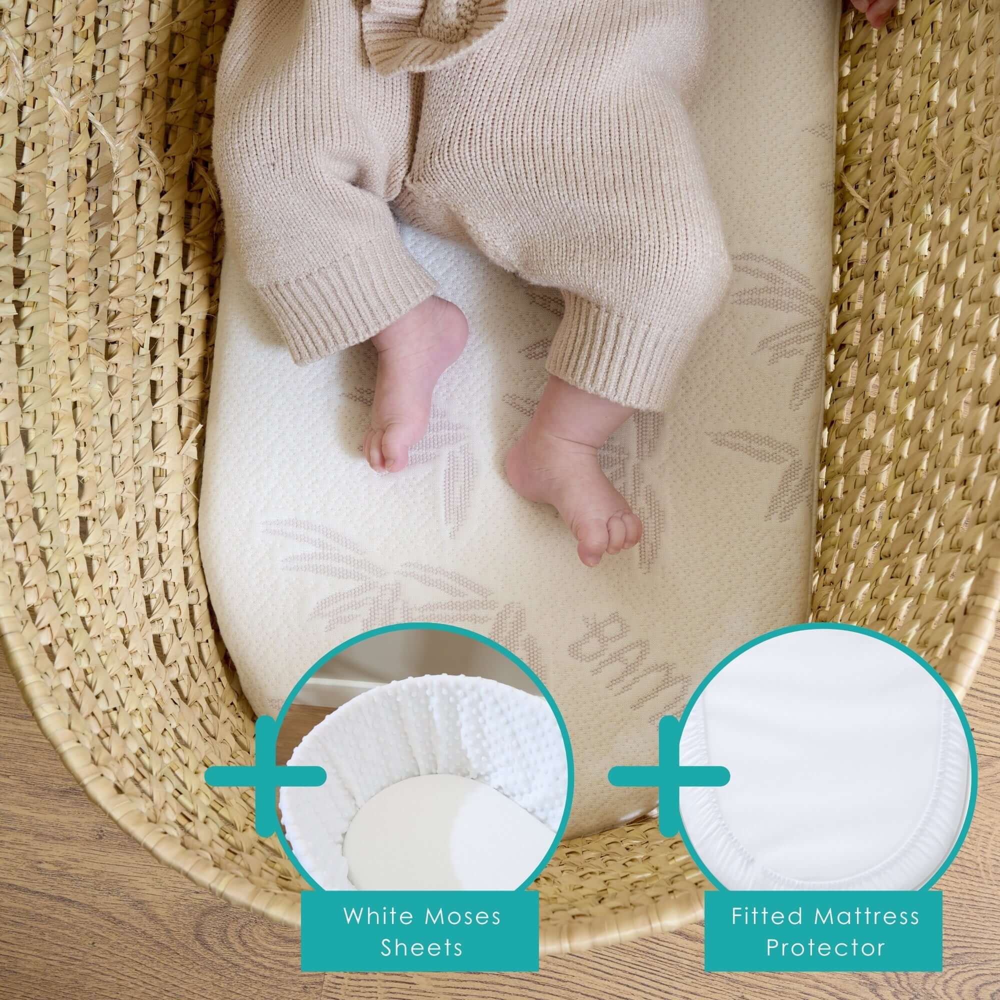 Natural Bamboo Palm Moses Basket/Noah Pod® Mattress (74 x 28 cm) - Image 10
