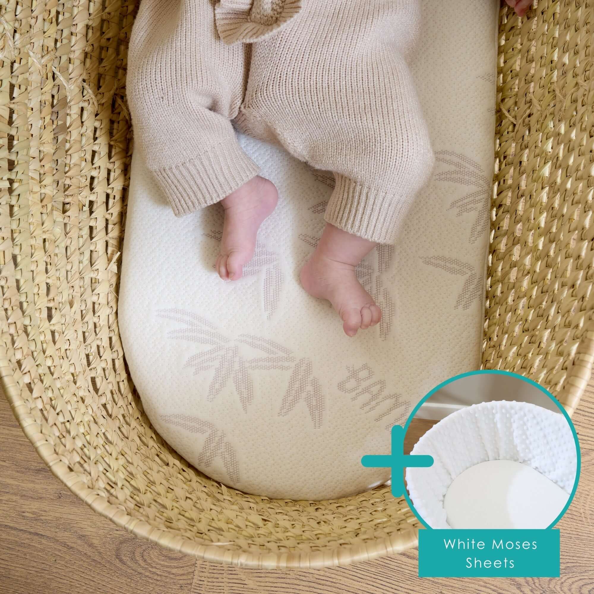 Natural Bamboo Palm Moses Basket/Noah Pod® Mattress (74 x 28 cm) - Image 8