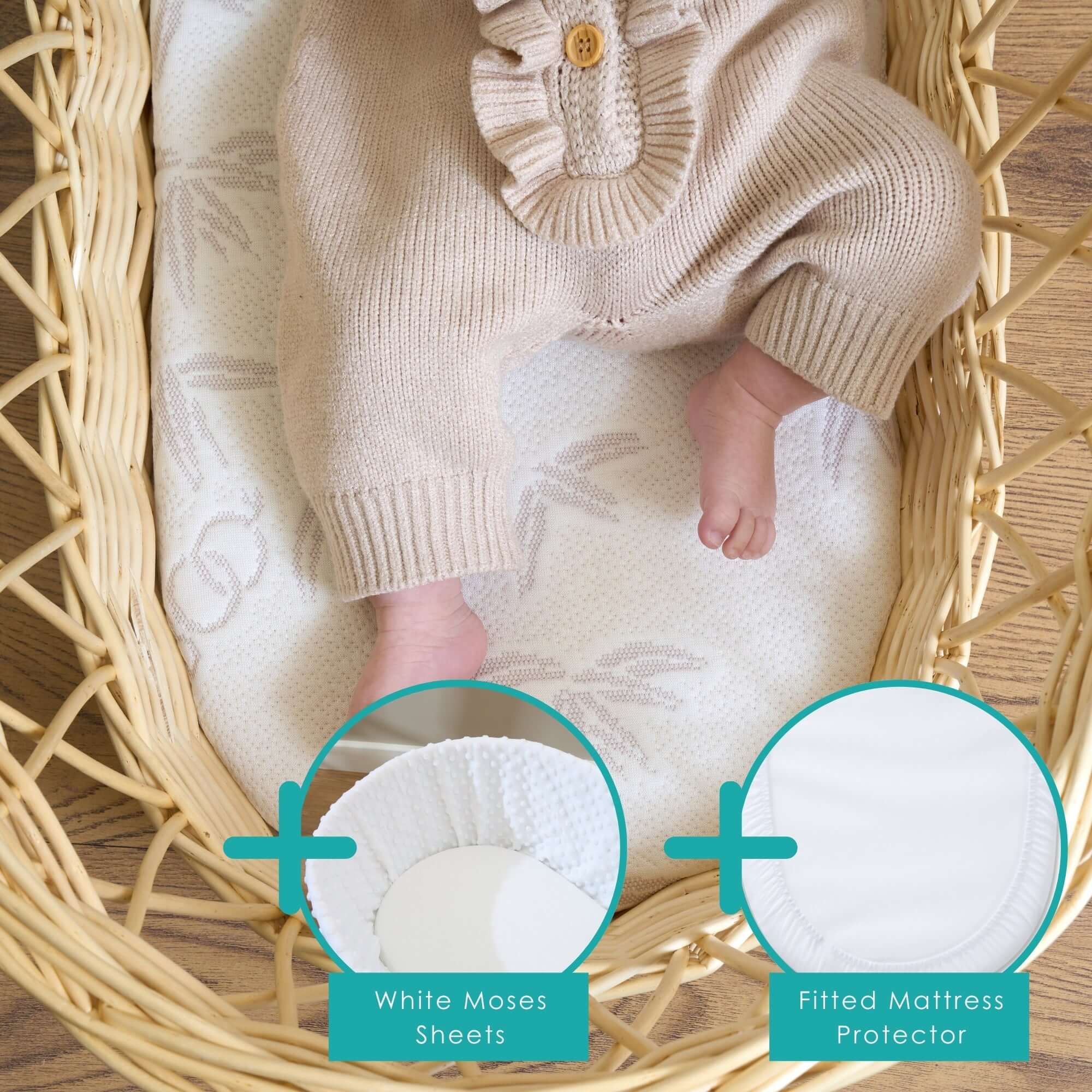 Natural Bamboo Wicker Moses Basket Mattress (65 x 28 cm) - Image 10