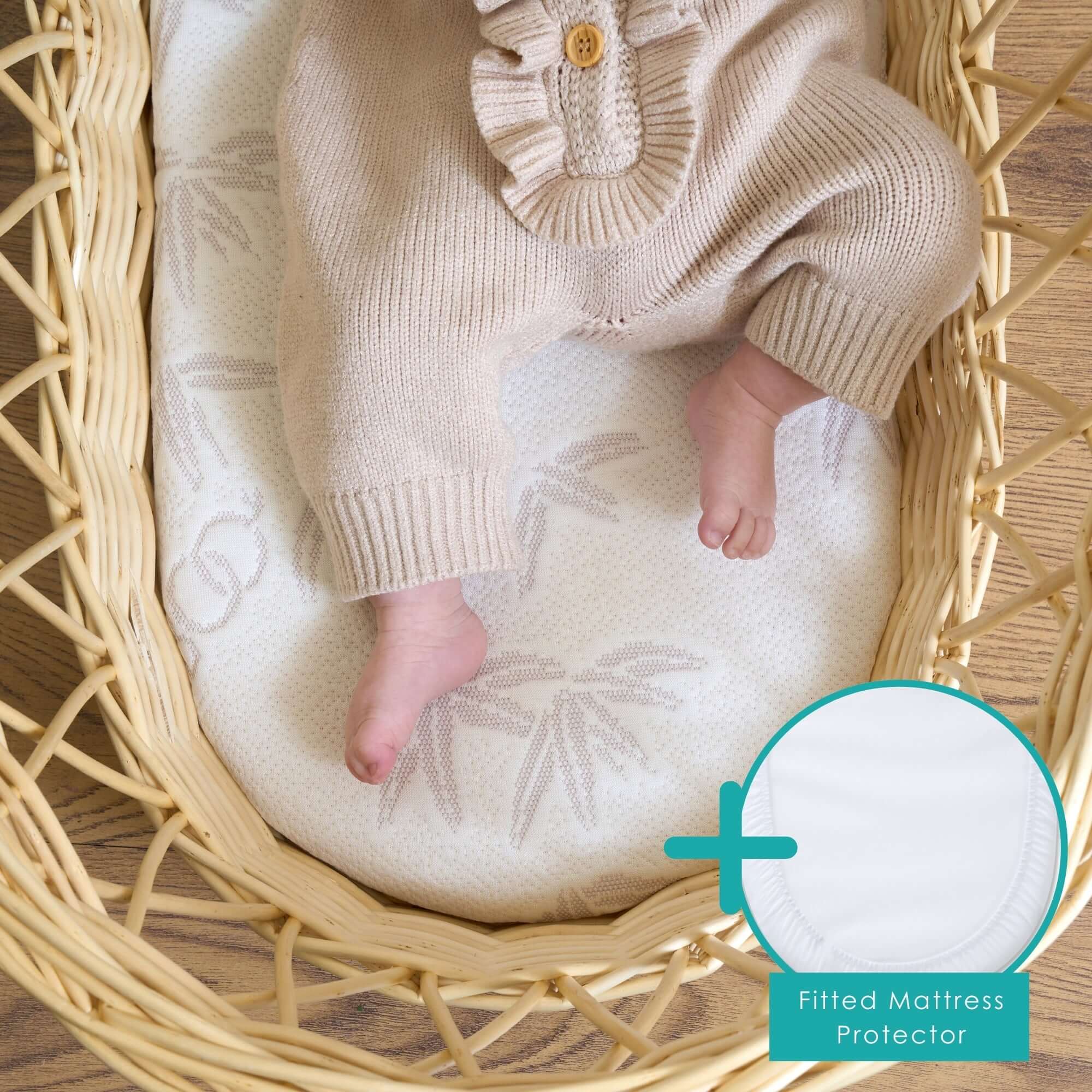 Natural Bamboo Wicker Moses Basket Mattress (65 x 28 cm) - Image 9