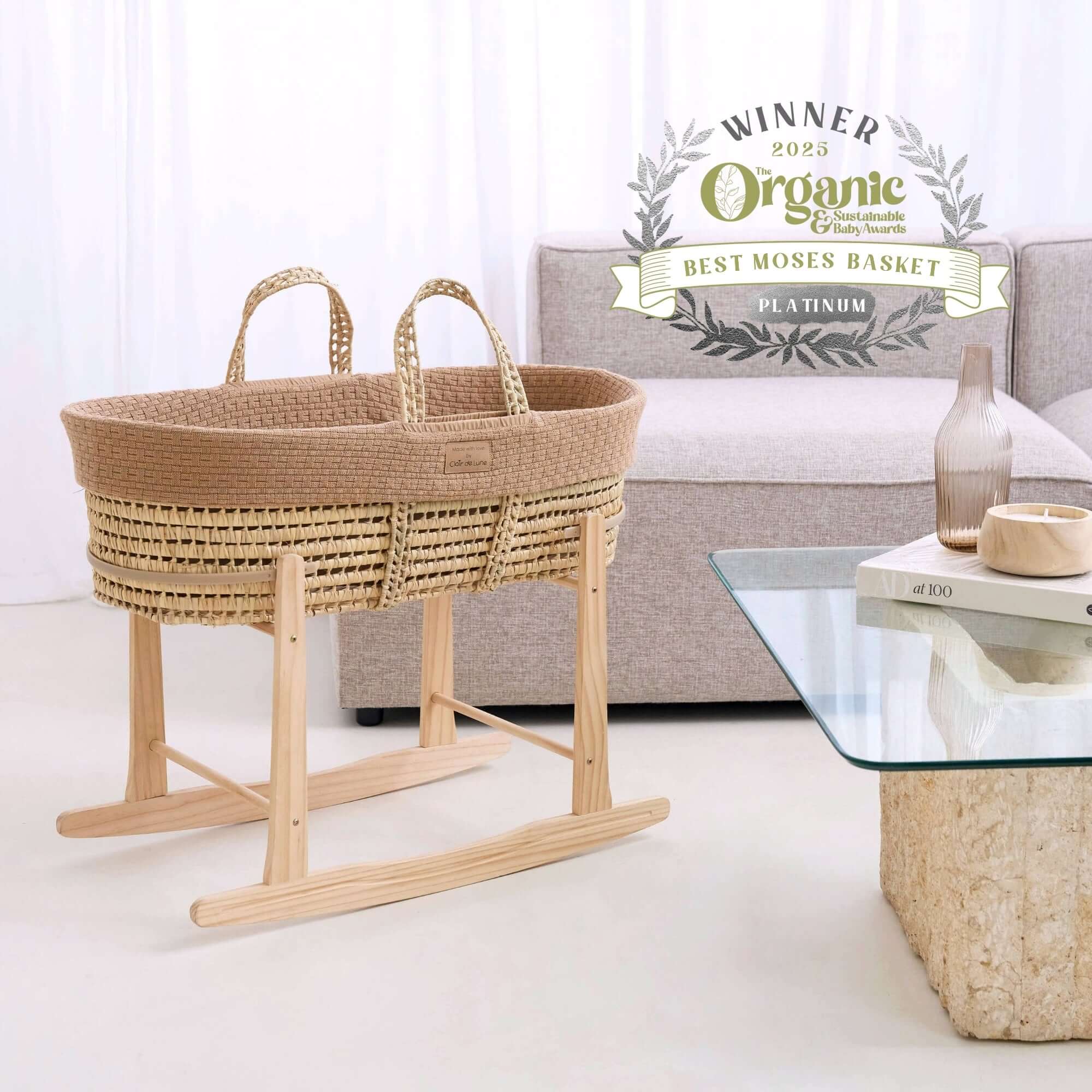 Organic Knitted Palm Moses Basket - Image 12