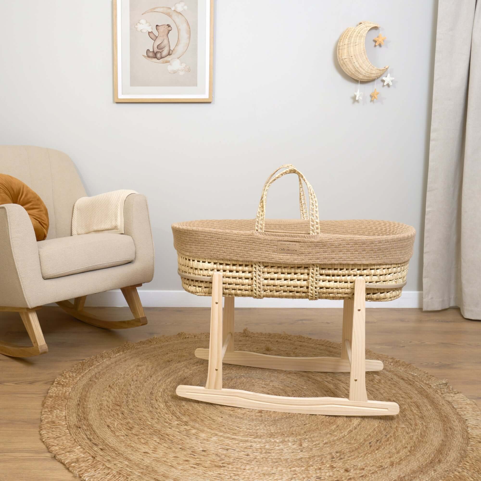 Organic Knitted Palm Moses Basket - Image 18