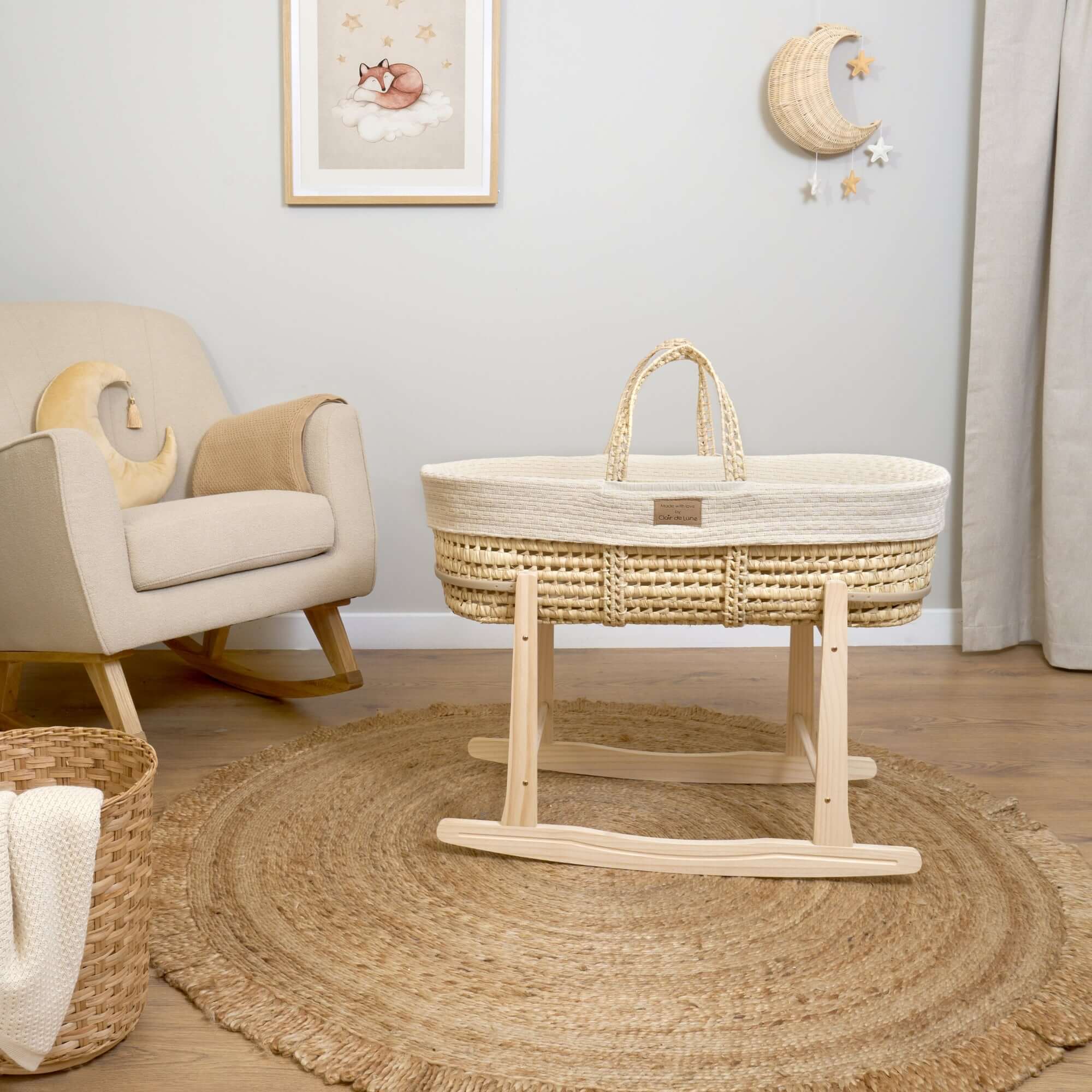 Organic Knitted Palm Moses Basket - Image 4