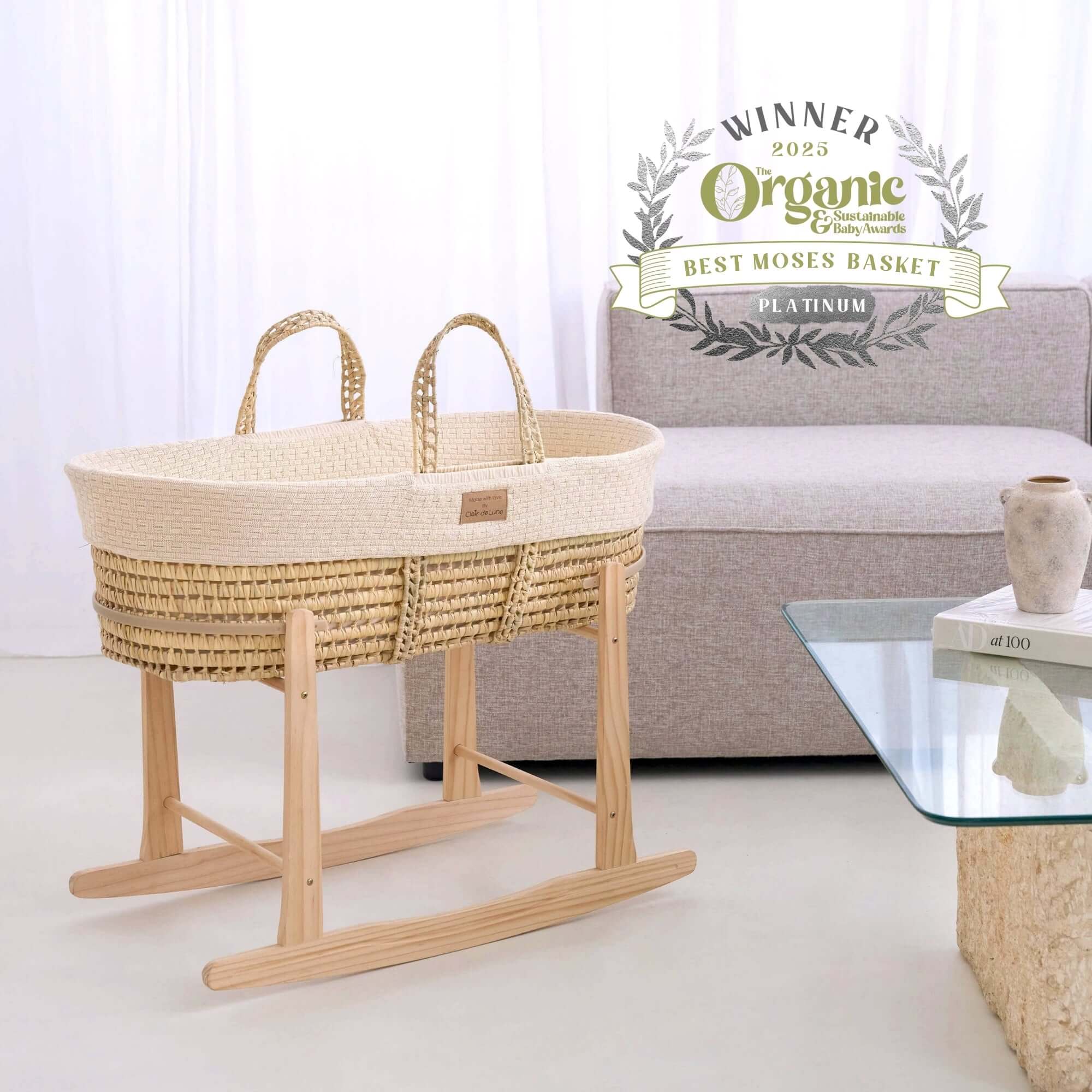 Organic Knitted Palm Moses Basket - Image 6