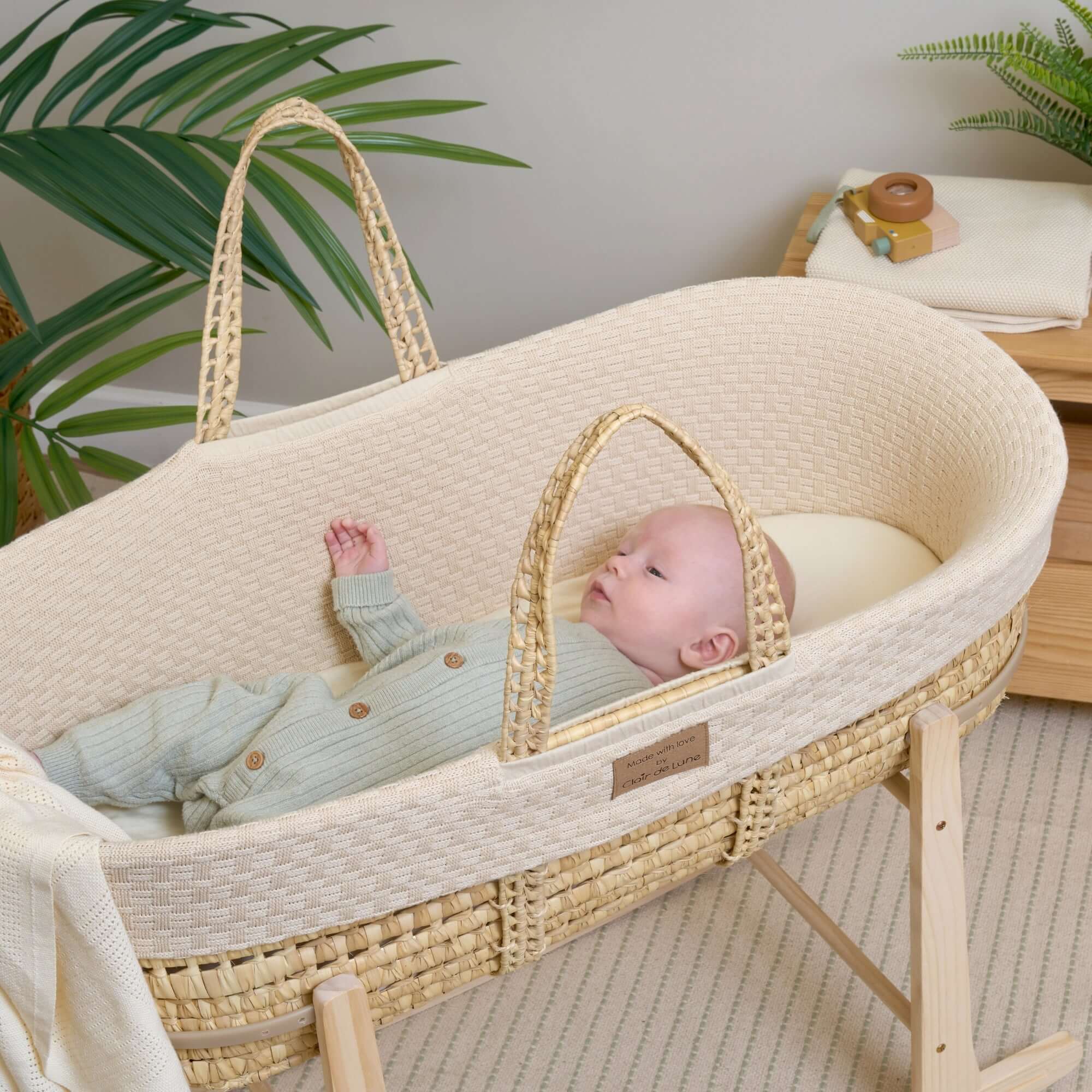 Organic Knitted Palm Moses Basket - Image 9