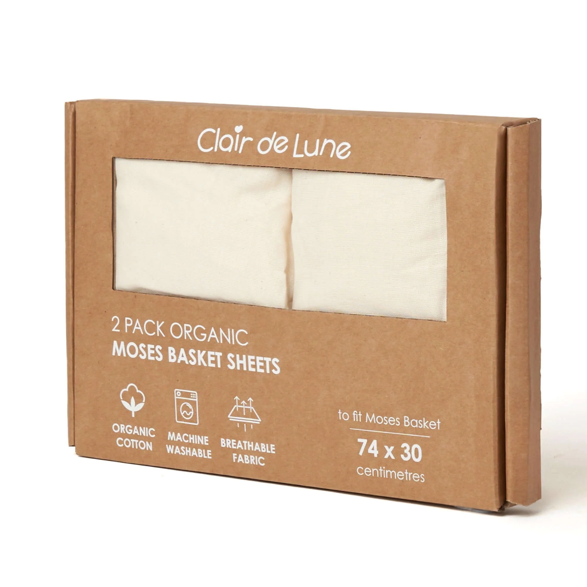 2 Pack Organic Moses Basket Sheets - 74 x 30 cm - Image 2