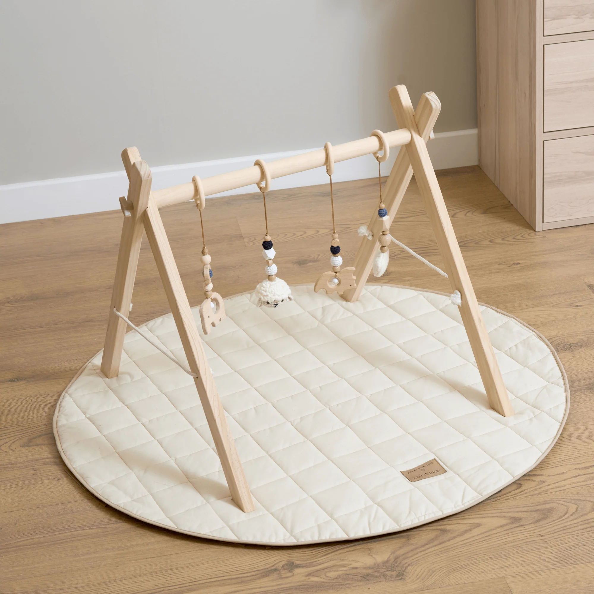 Organic Play Mat & Wooden Play Gym Set - Image 5