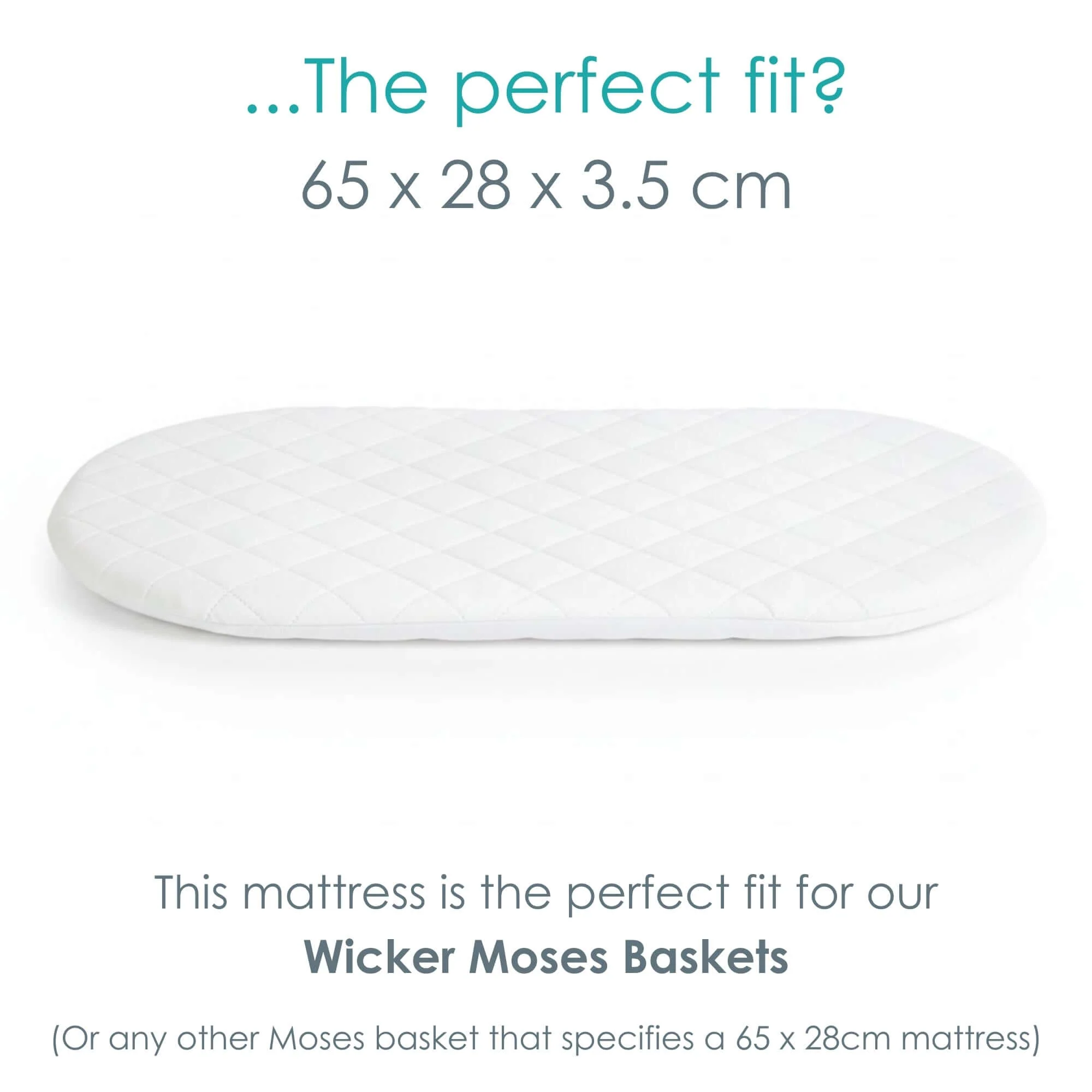 Quilted Microfibre Wicker Moses Basket Mattress (65 x 28 cm) - Image 3
