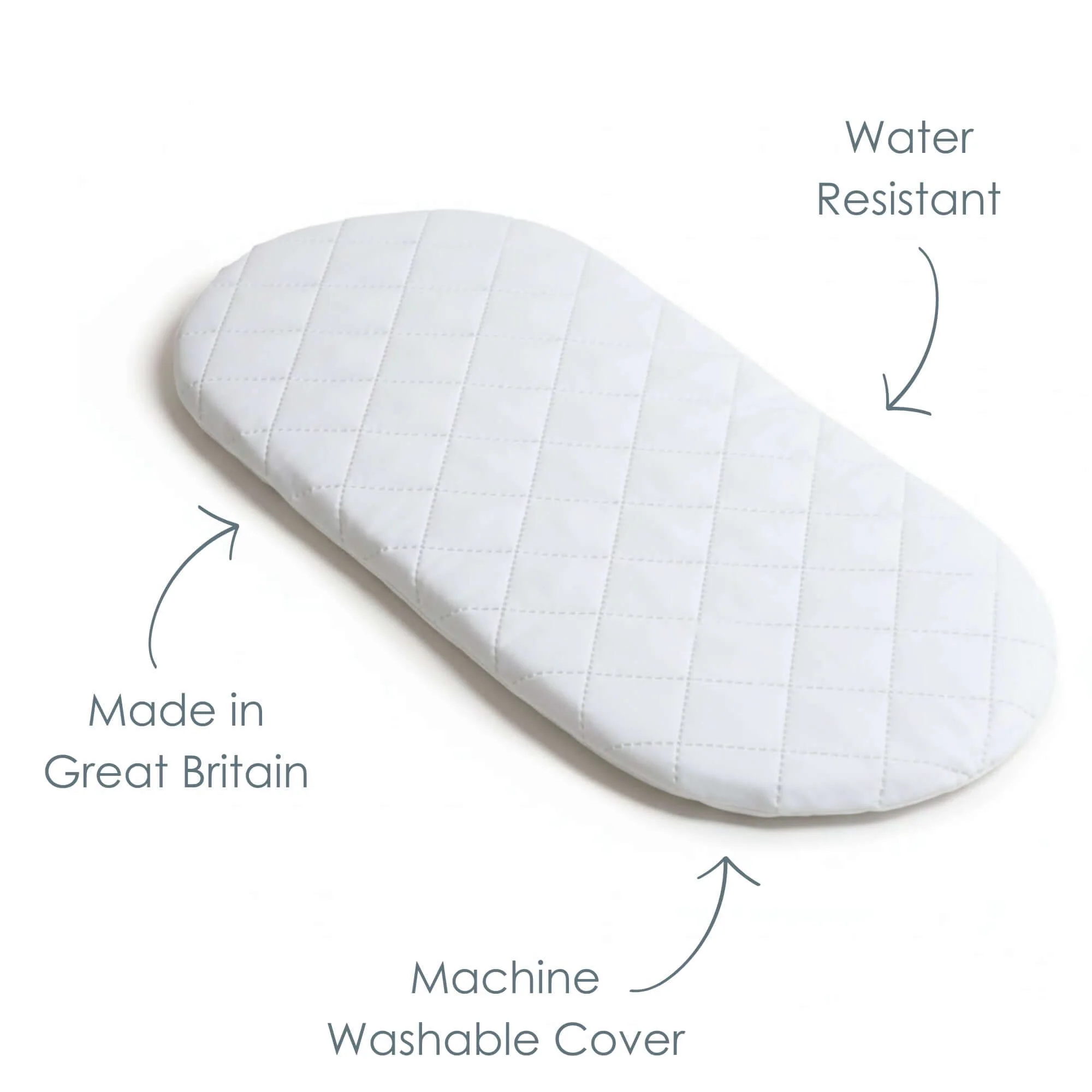Quilted Microfibre Wicker Moses Basket Mattress (65 x 28 cm) - Image 5