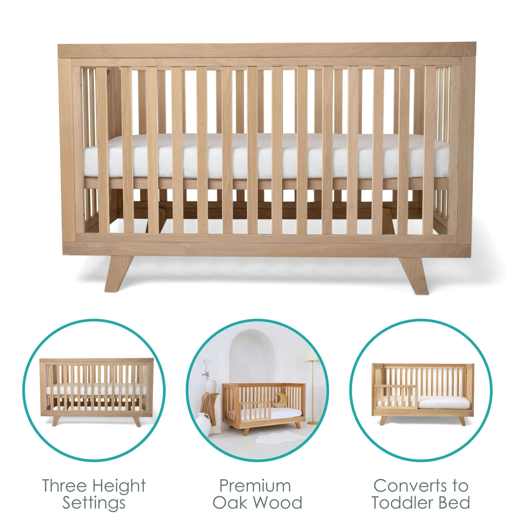 Solid Oak Cot Bed - Image 5