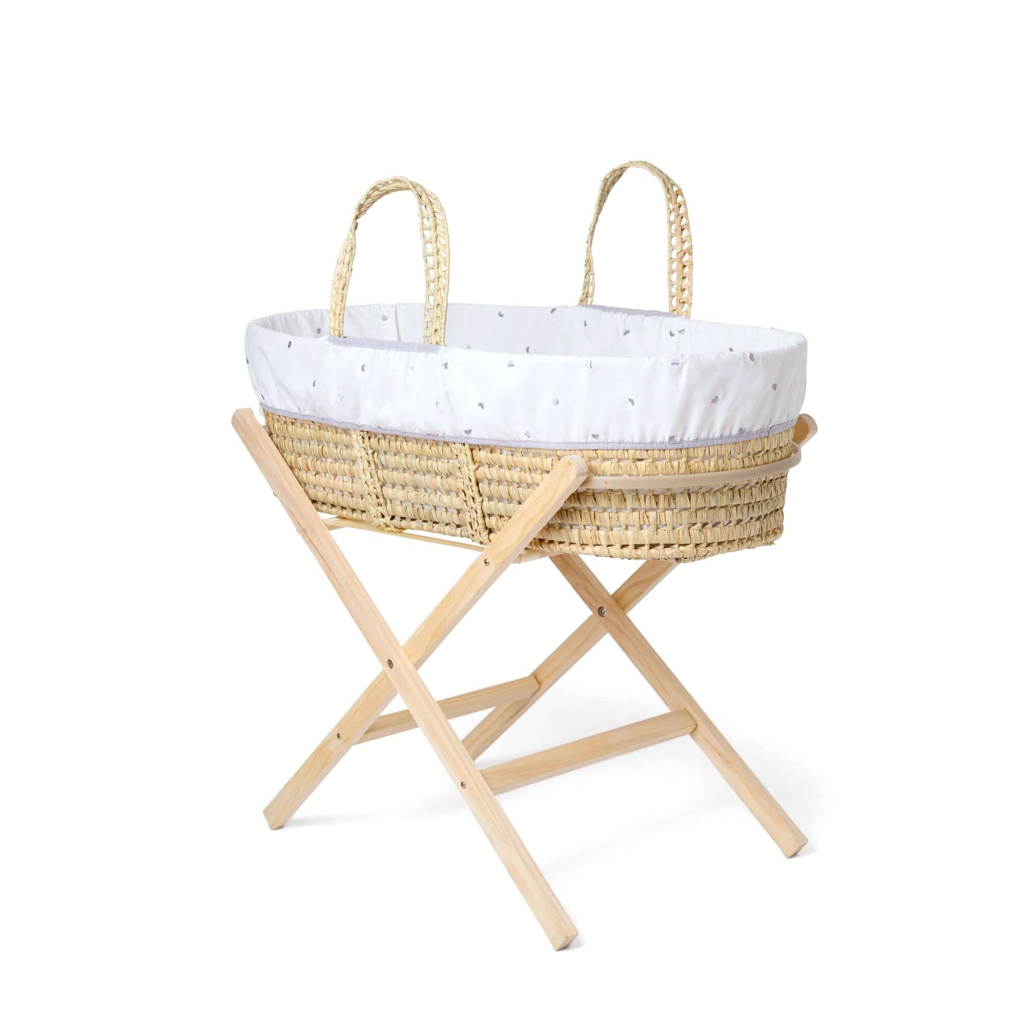 Special Buy - Lullaby Hearts Palm Moses Basket with Stand Bundle - Image 2