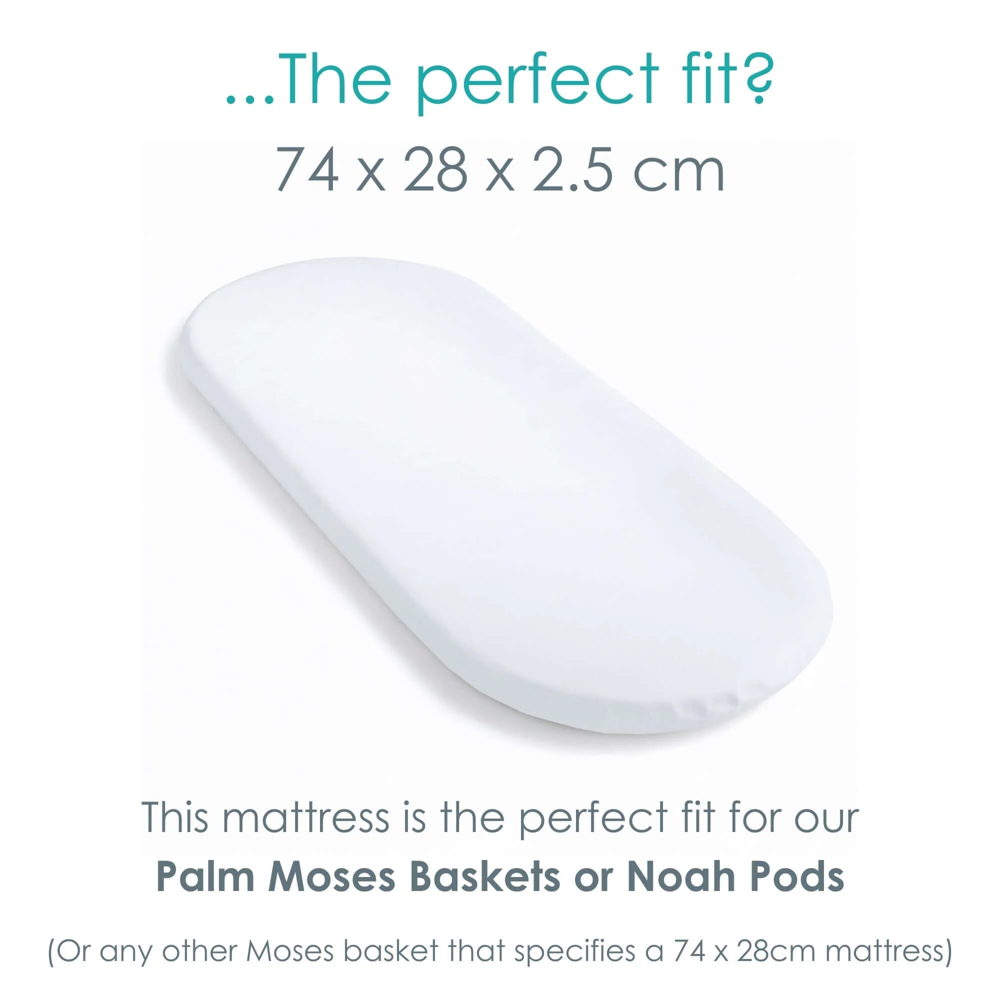 Hypoallergenic Noah Pod / Palm Moses Basket Mattress - 74 x 28 cm - Image 3