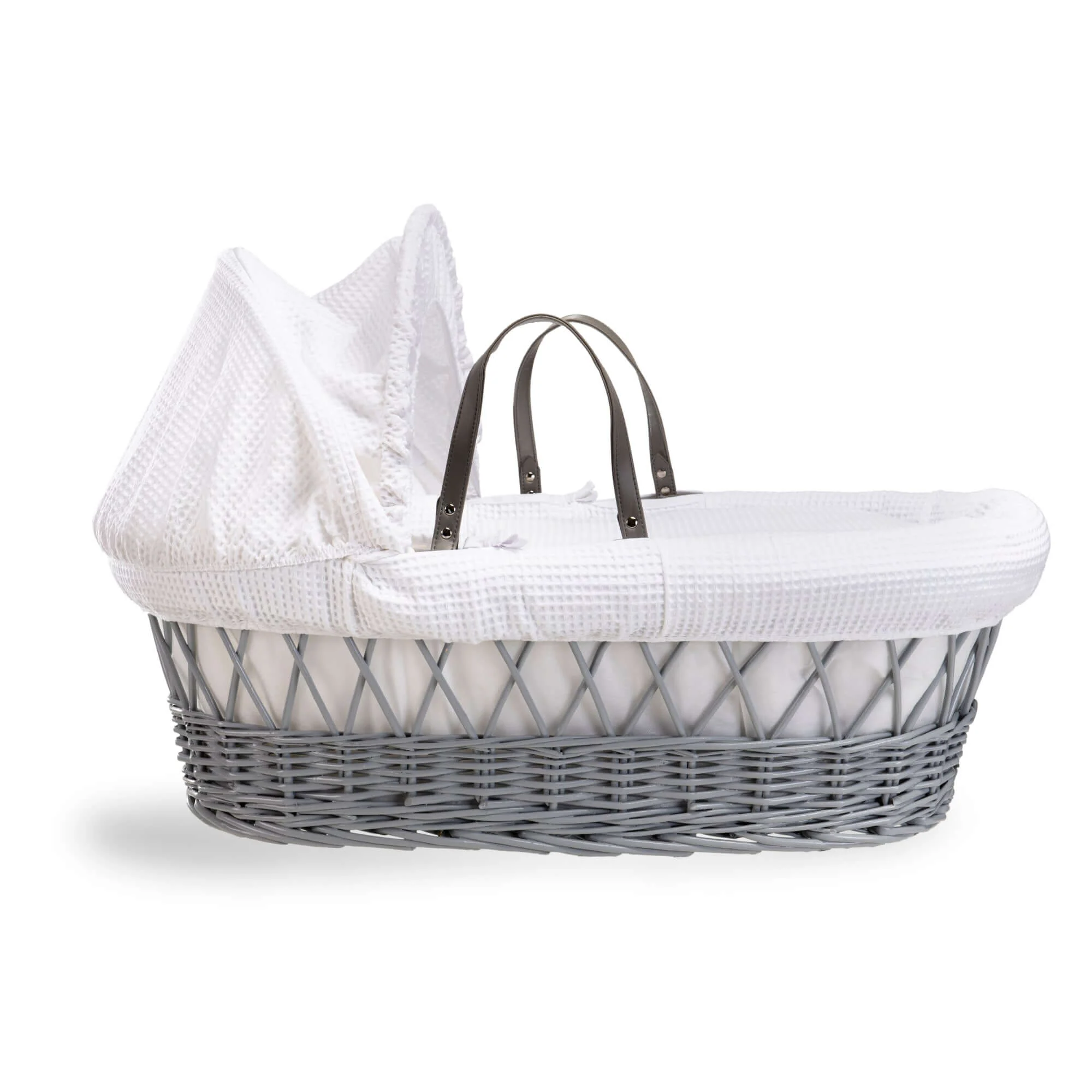 Waffle Grey Wicker Moses Basket - Image 4