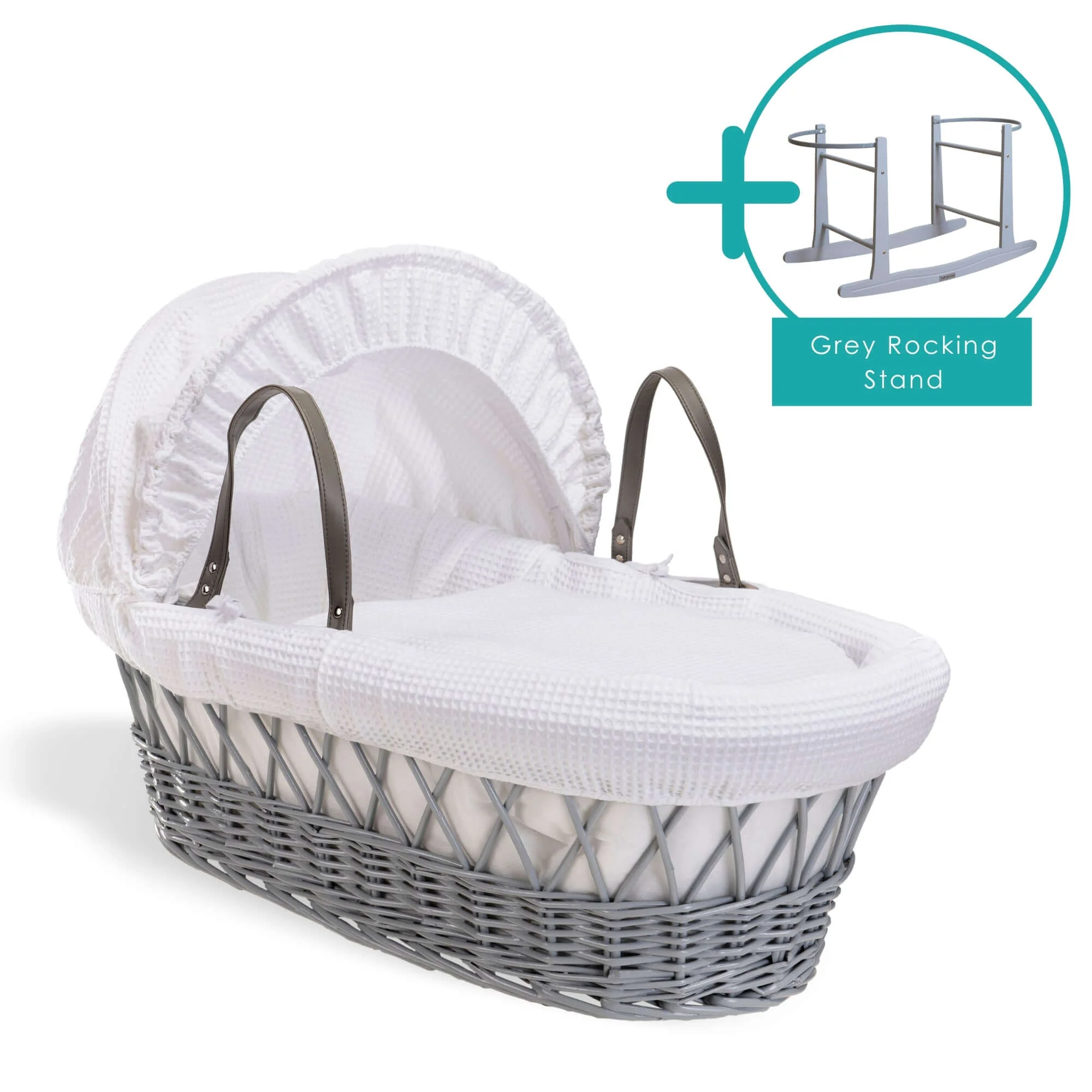 Waffle Grey Wicker Moses Basket - Image 6