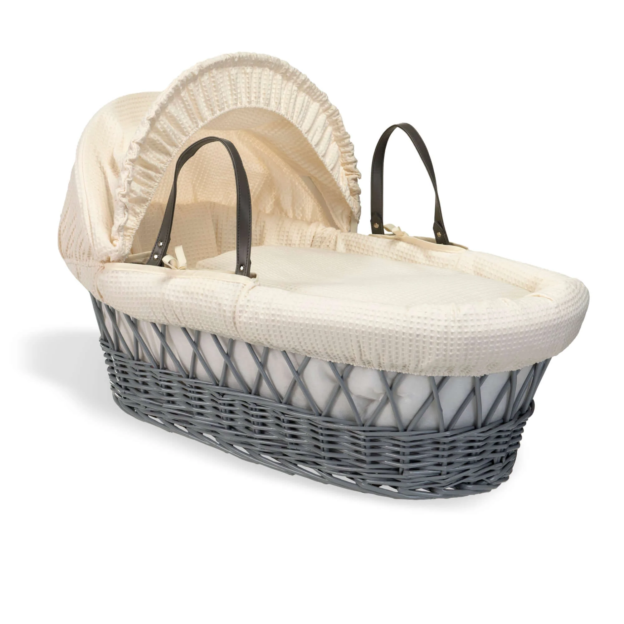 Waffle Grey Wicker Moses Basket - Image 7