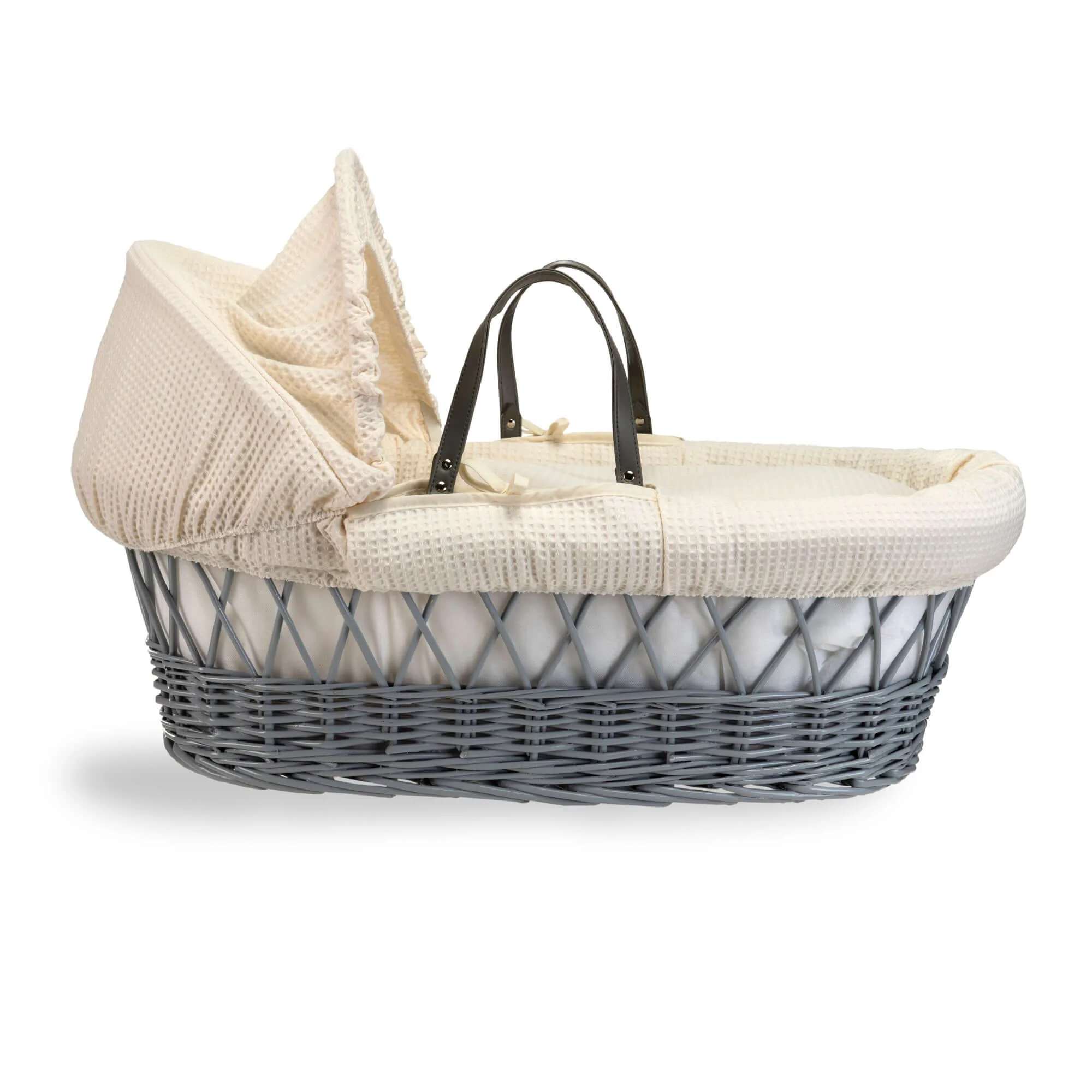 Waffle Grey Wicker Moses Basket - Image 9