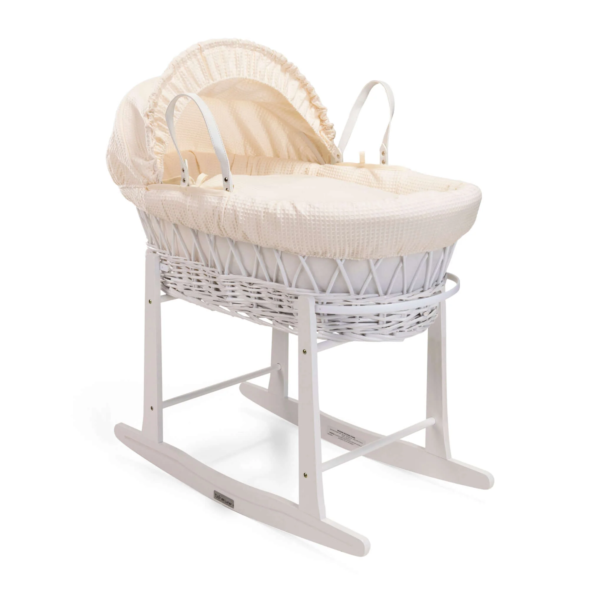 Waffle White Wicker Moses Basket - Image 10
