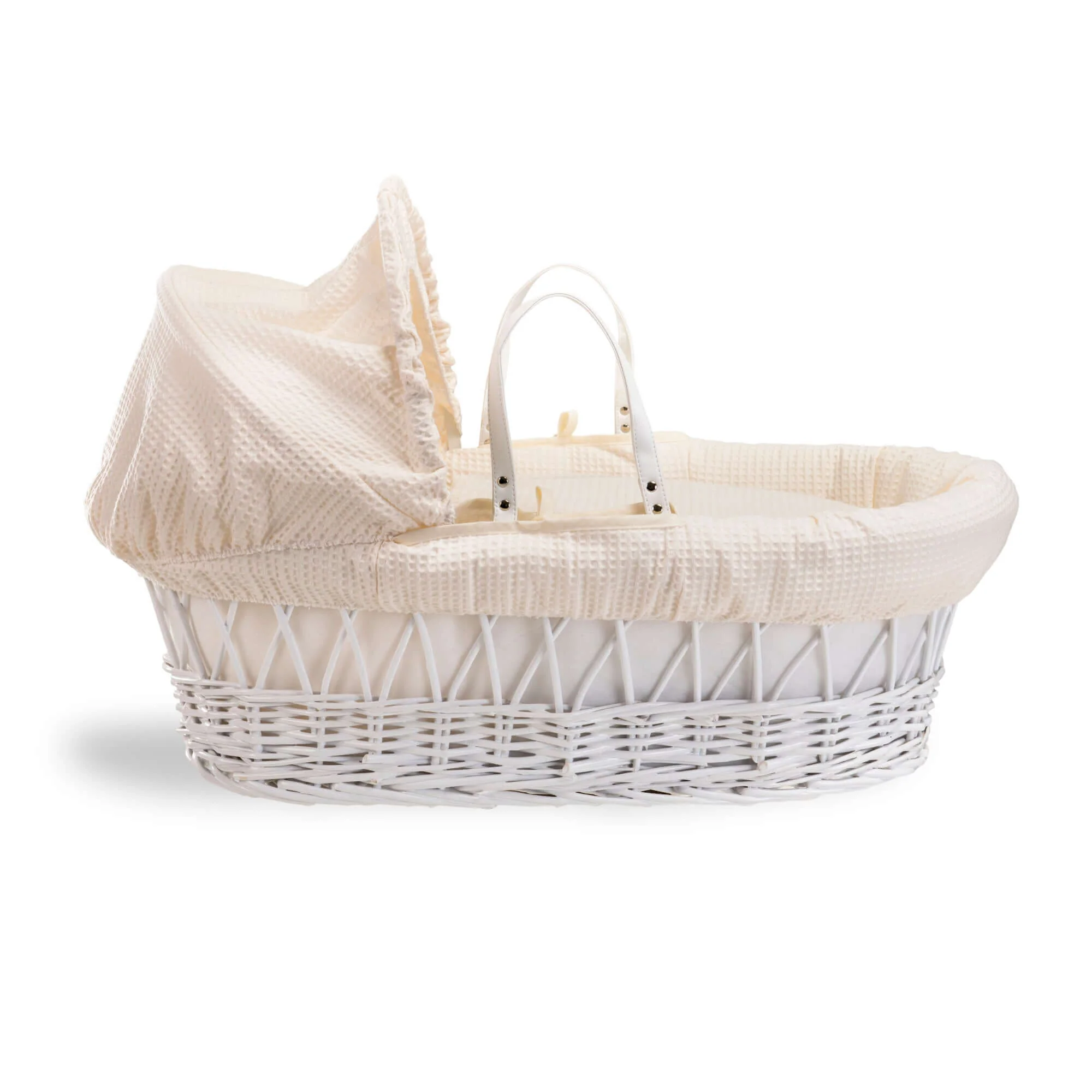 Waffle White Wicker Moses Basket - Image 11
