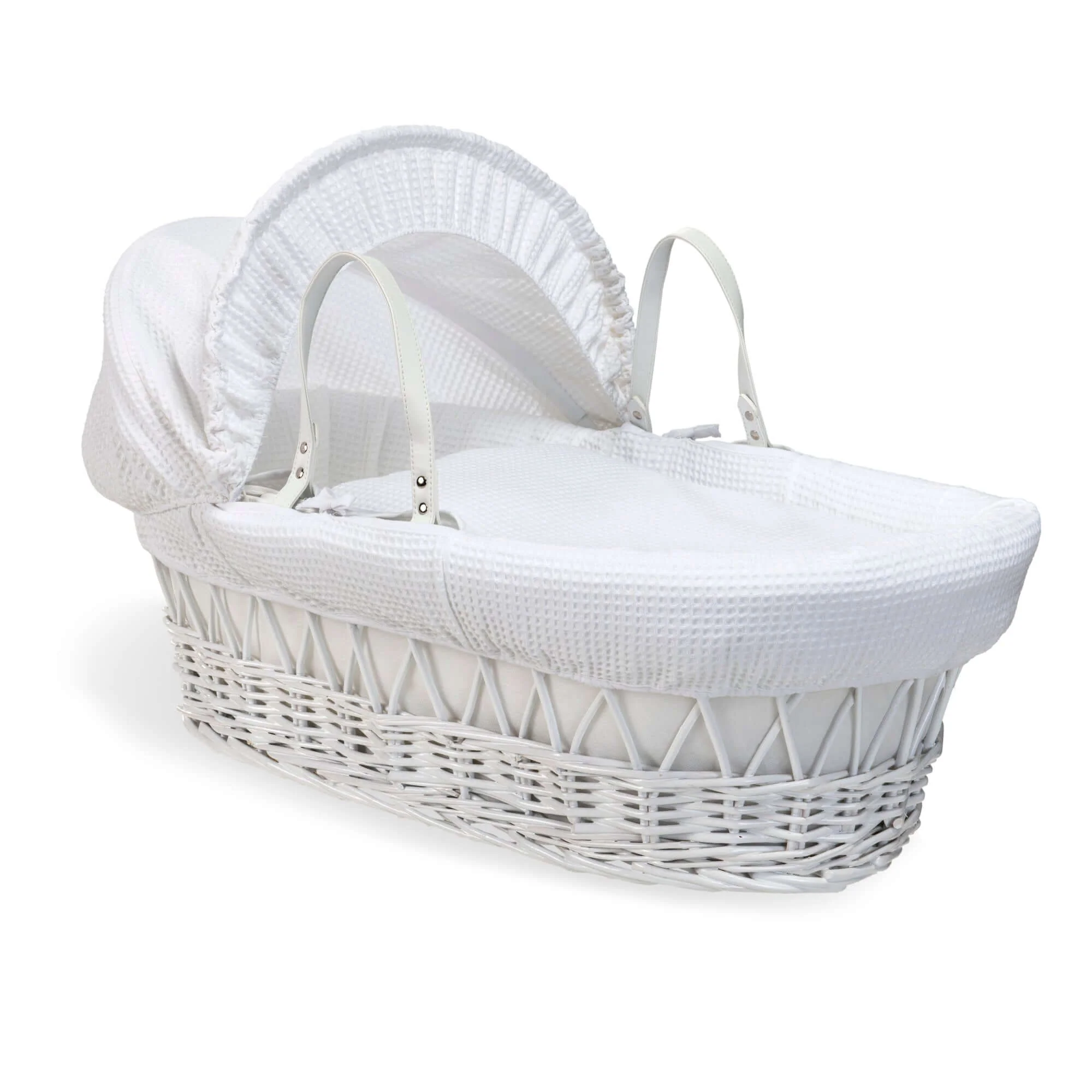 Waffle White Wicker Moses Basket - Image 3