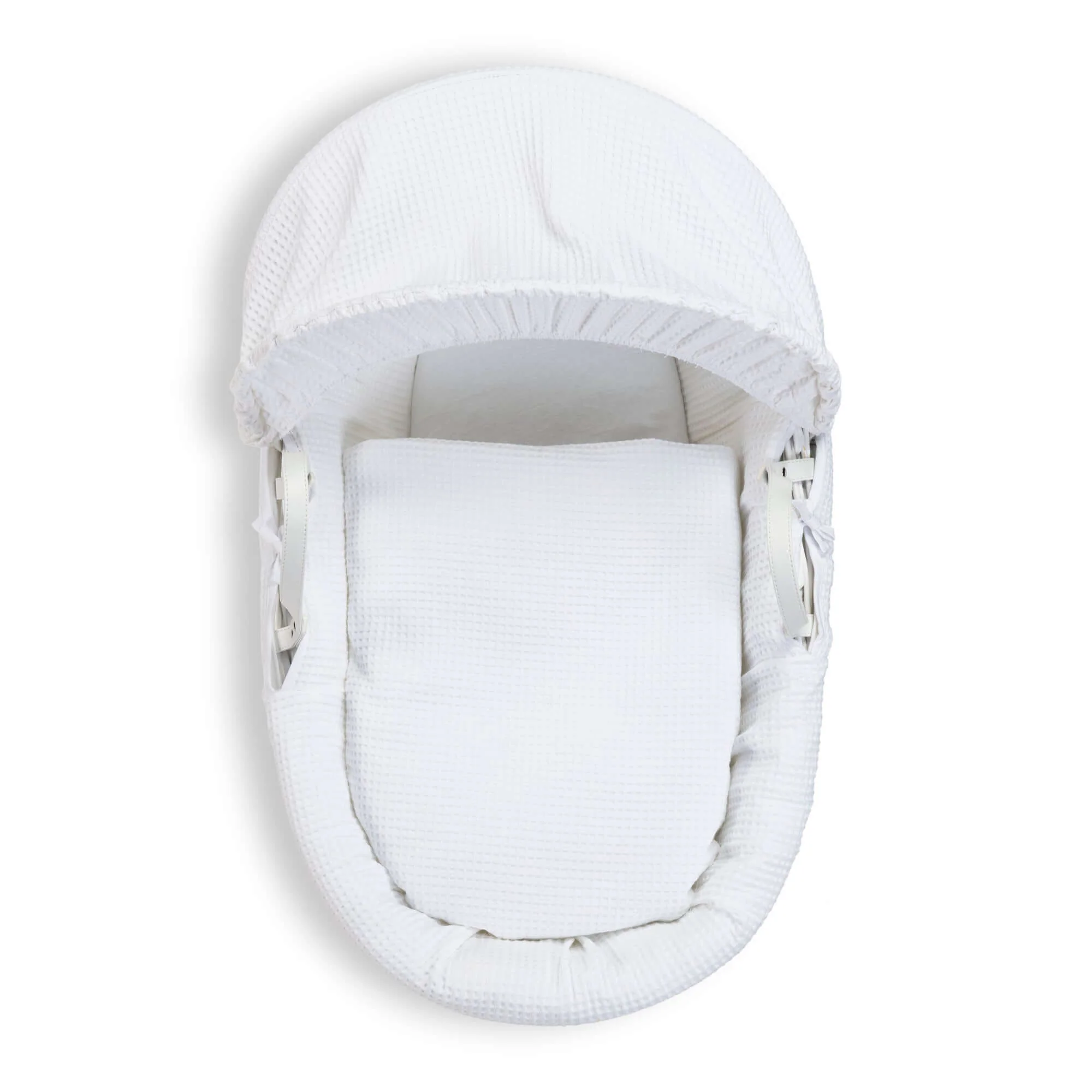 Waffle White Wicker Moses Basket - Image 4