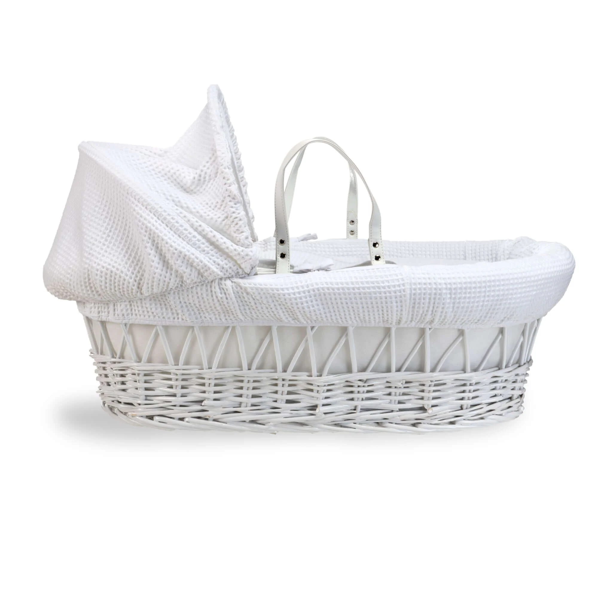 Waffle White Wicker Moses Basket - Image 5