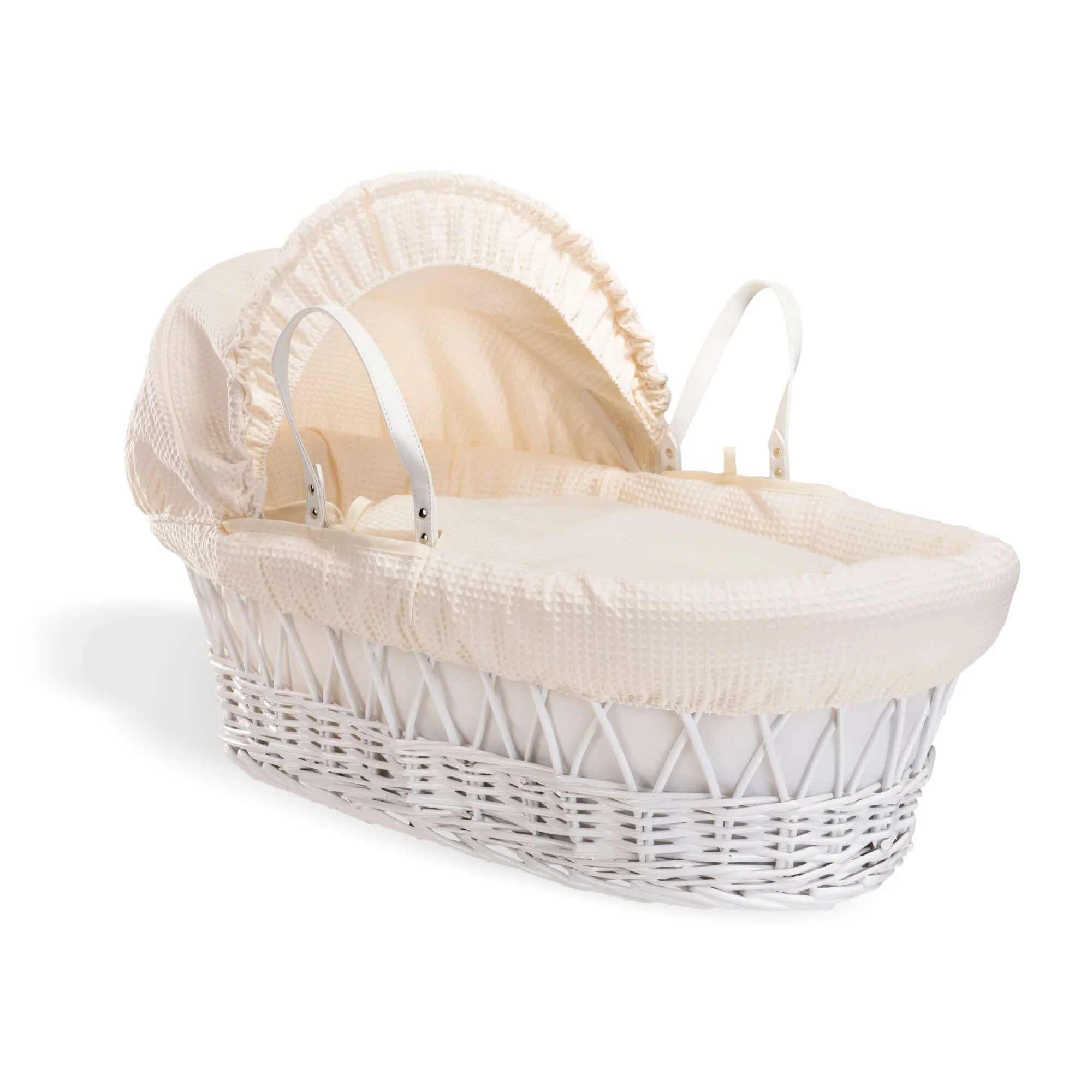 Waffle White Wicker Moses Basket - Image 9